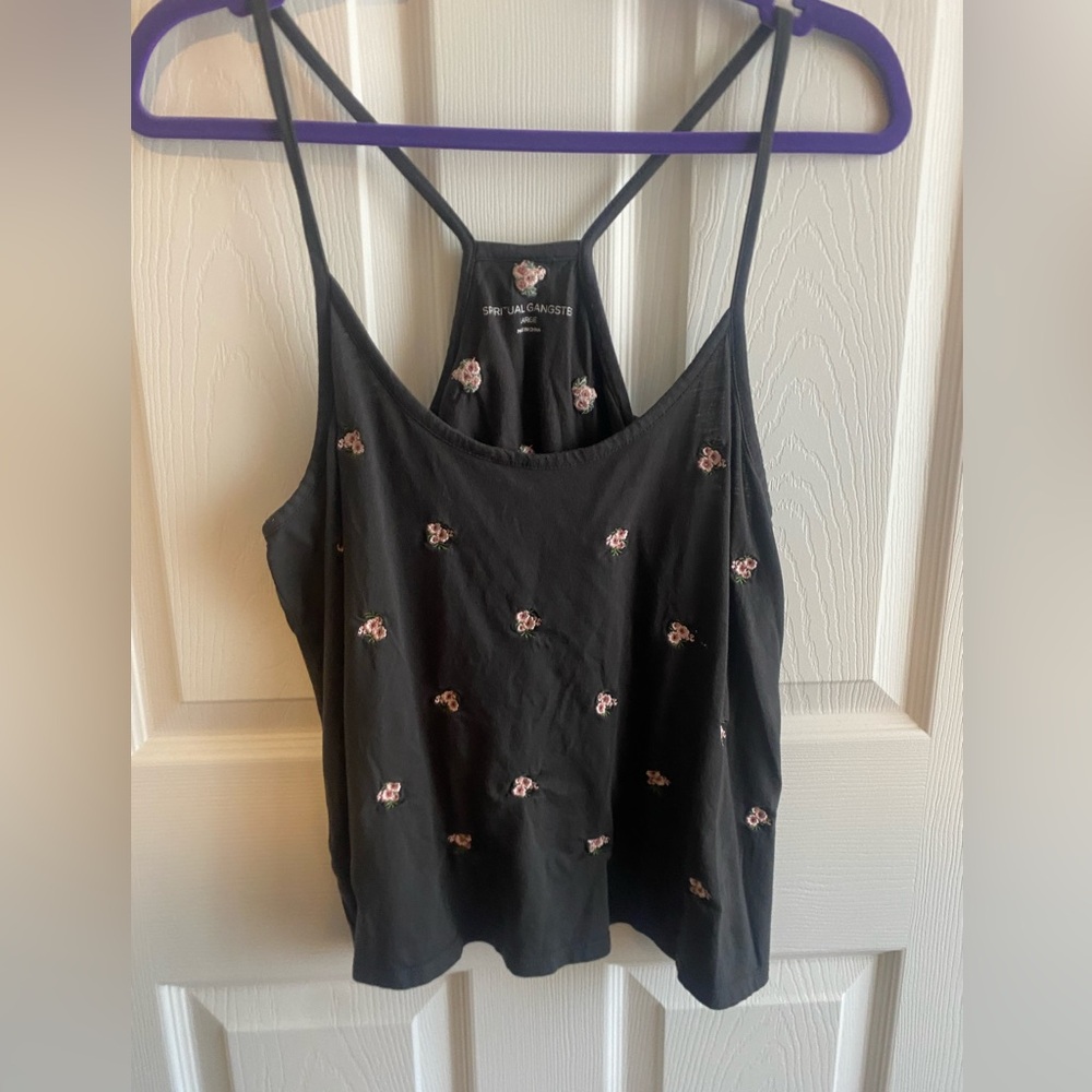 Spiritual Gangster Gray Pink Sleeveless Crop Camisole